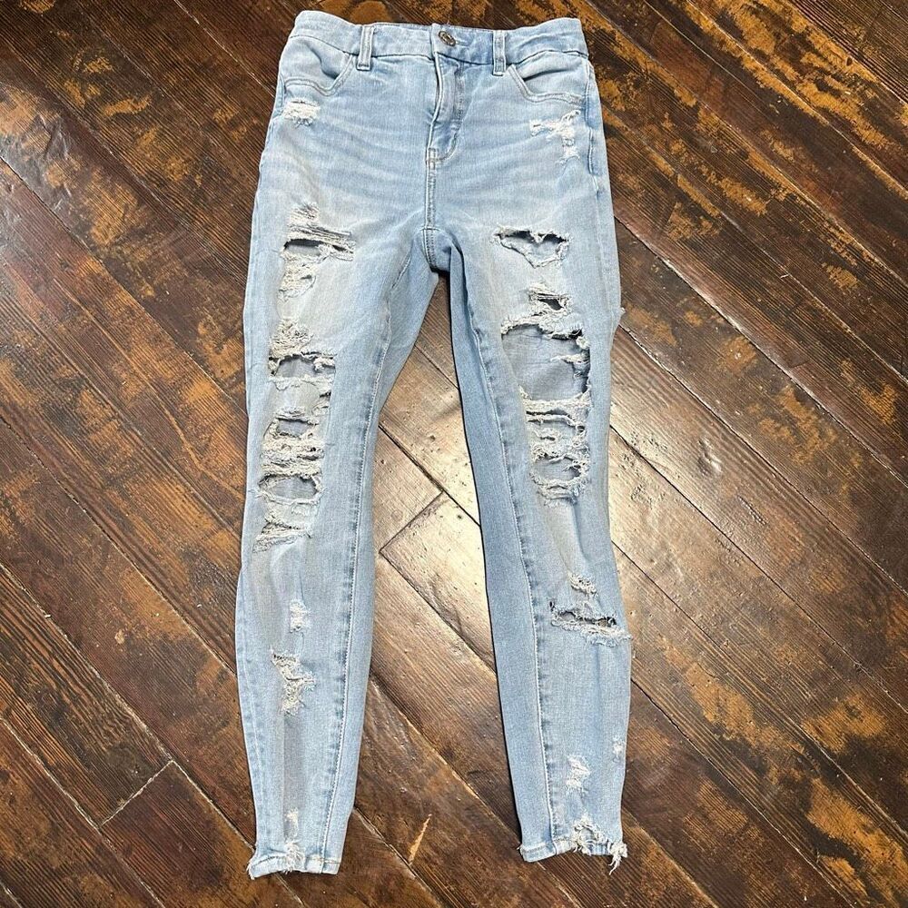 American Eagle curvy hi-rise distressed jeggings